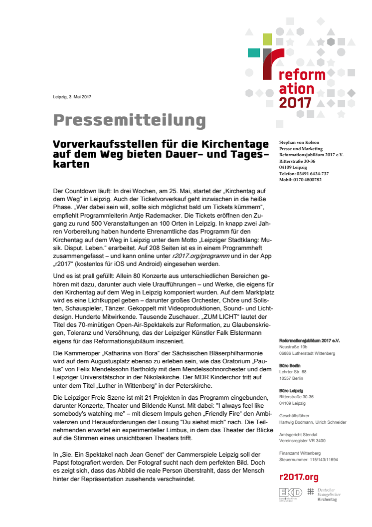Ticketverkauf Kirchentag auf dem Weg in Leipzig