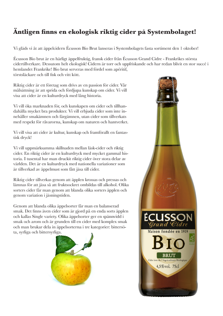 Riktig cider på Systembolaget!