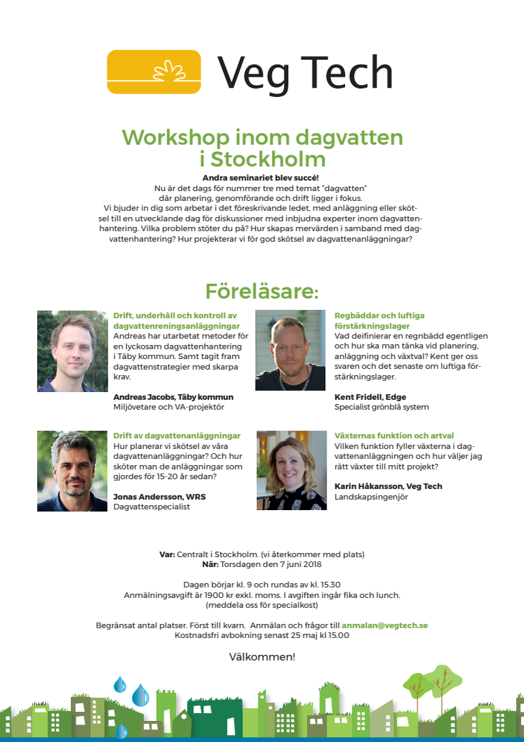 Workshop inom dagvatten i Stockholm 7 juni