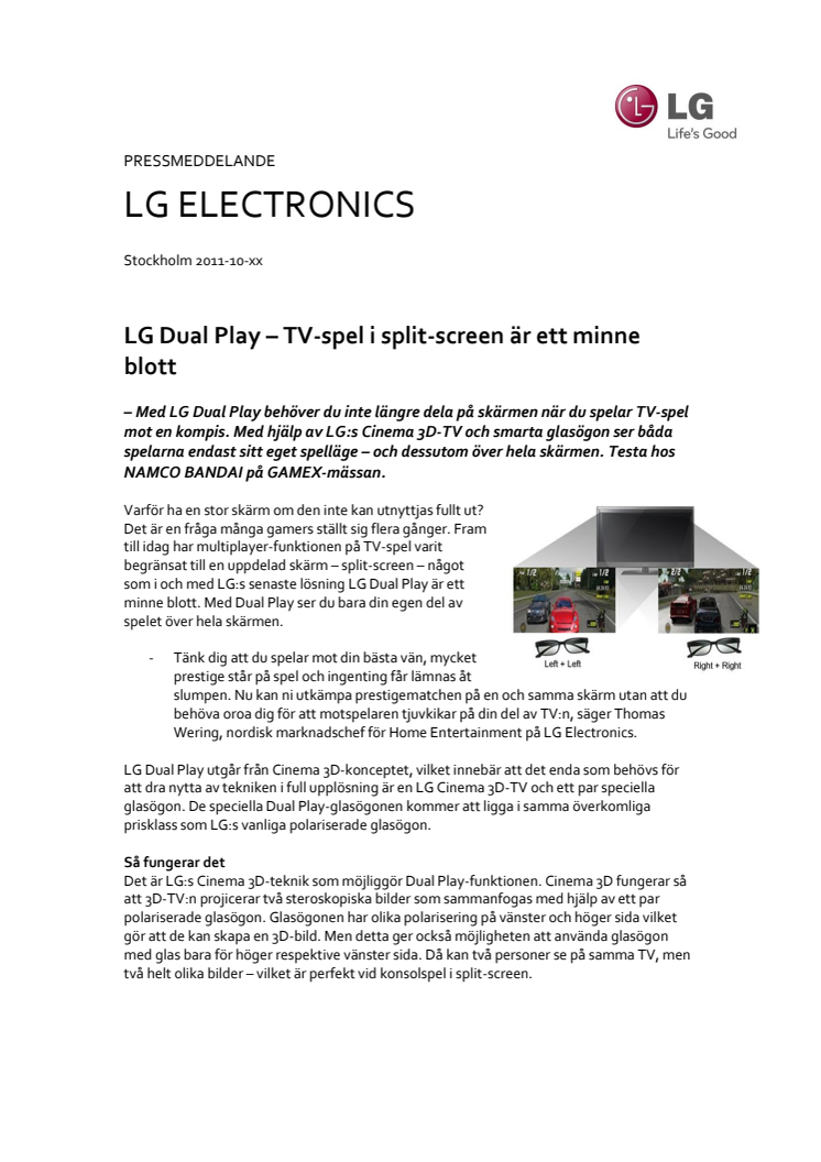 LG Dual Play – TV-spel i split-screen är ett minne blott