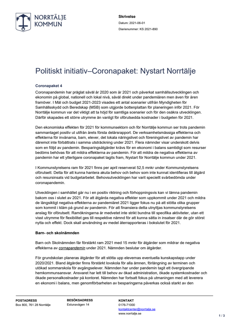 Politisk skrivelse Coronapaket - Nystart Norrtälje KS.pdf