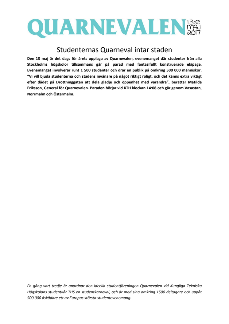 Studenternas Quarneval intar staden