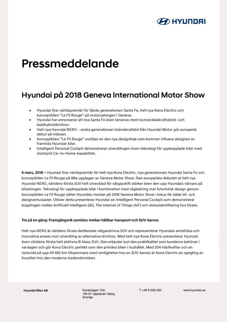 Hyundai på 2018 Geneva International Motor Show