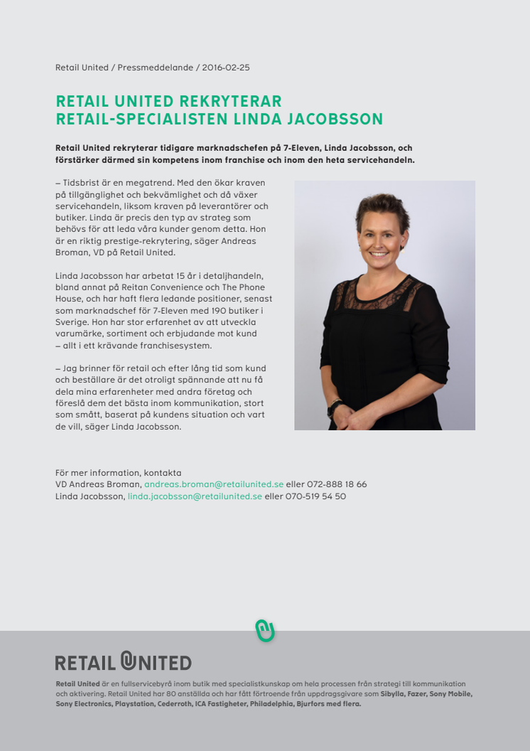 Retail United rekryterar retail-specialisten Linda Jacobsson 