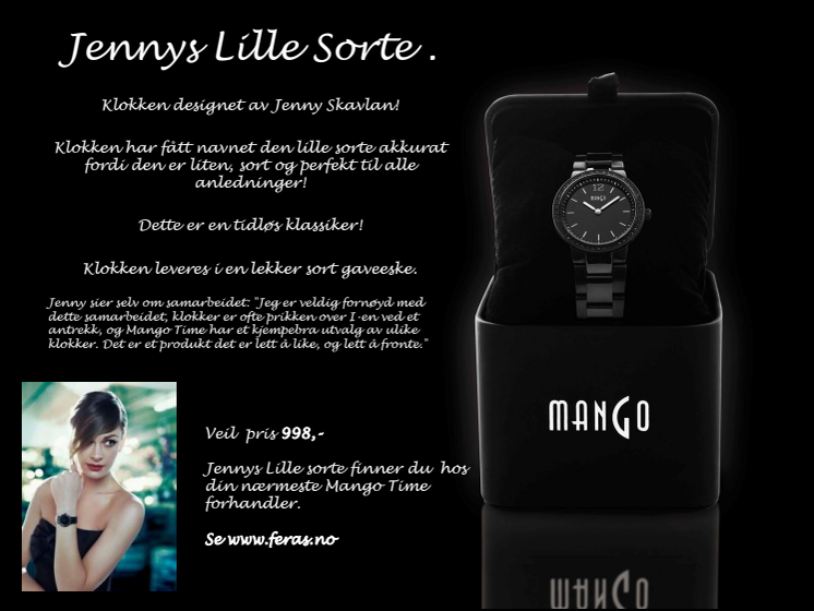 Jennys lille sorte - Klokke designet i samarbeid med Jenny Skavlan for Mango Time