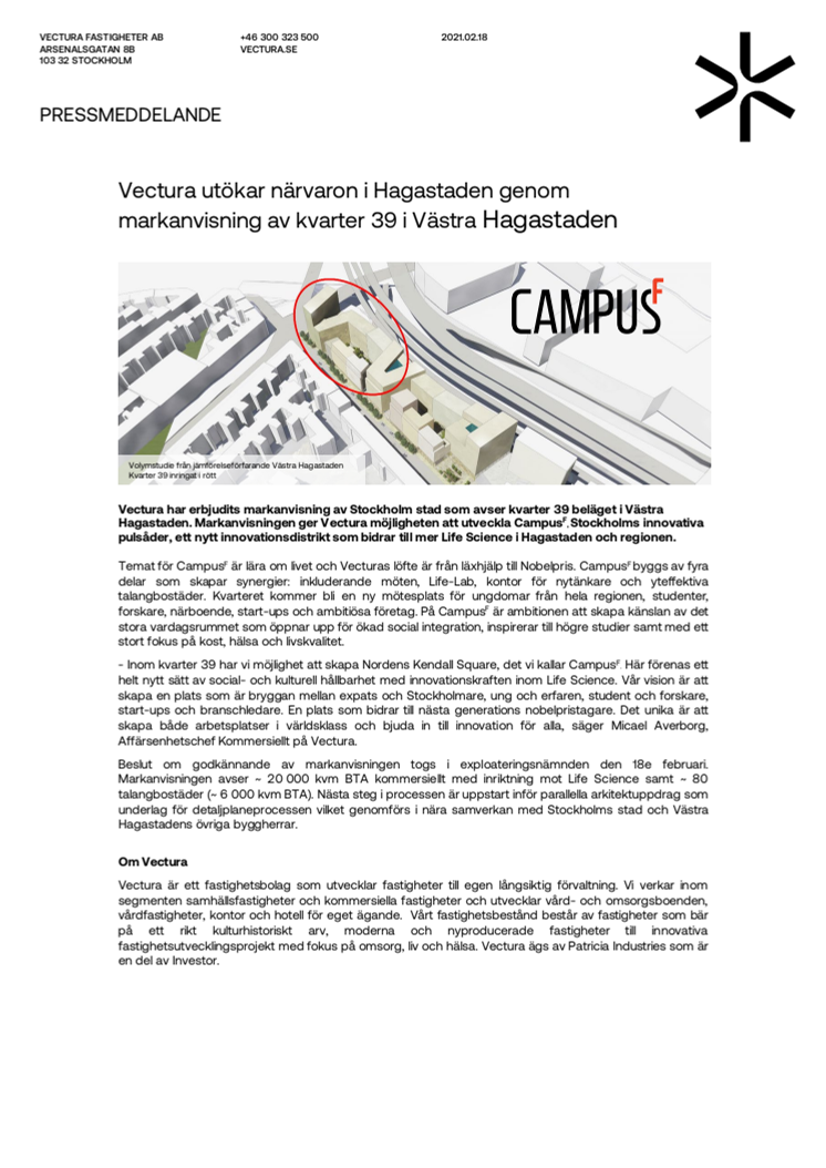 Vectura utökar närvaron i Hagastaden genom markanvisning av kvarter 39 i Västra Hagastaden.pdf