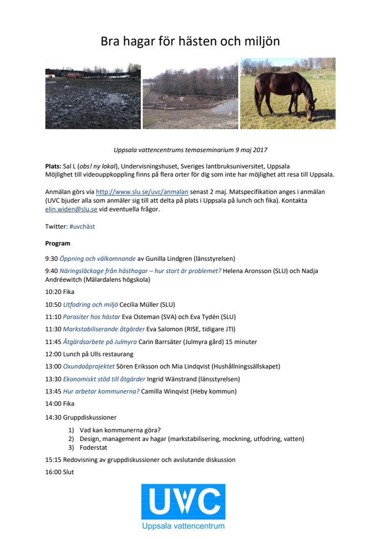 Program för seminarum om hästhagar