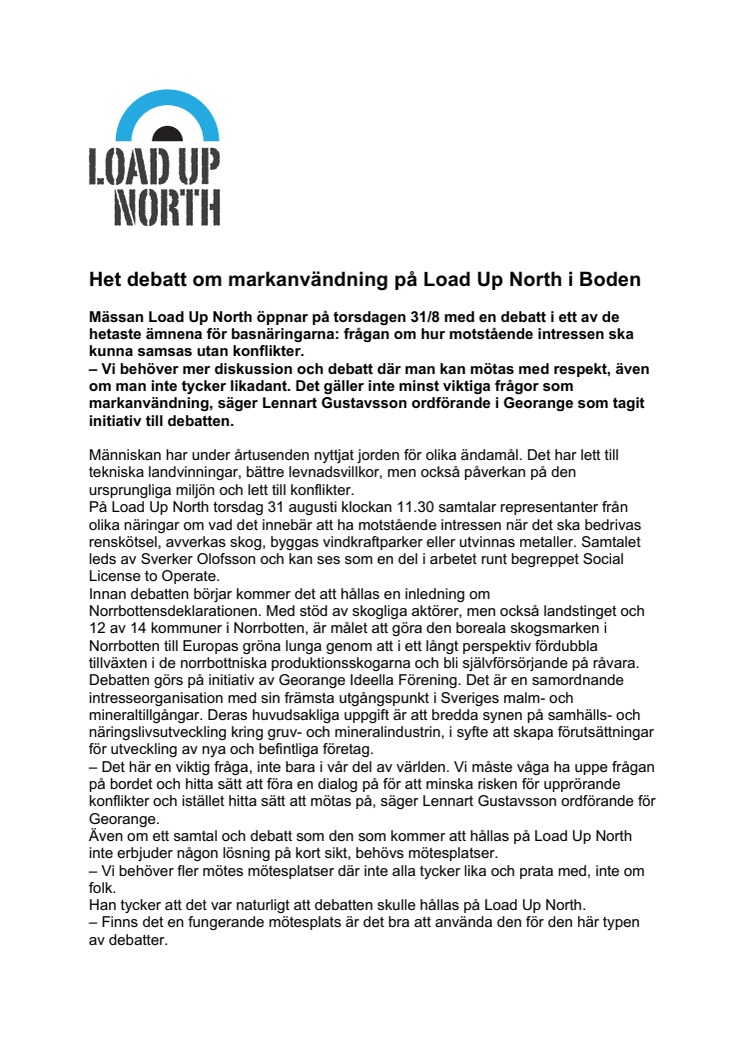 Het debatt om markanvändning på Load Up North i Boden