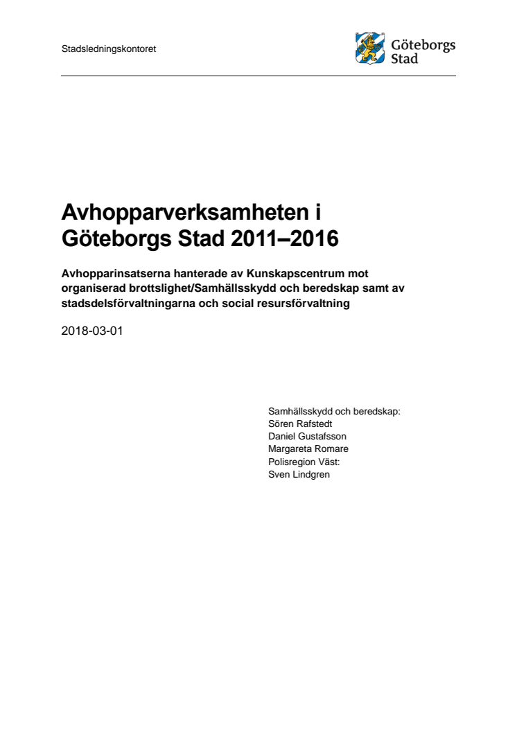 Avhopparverksamheten i Göteborgs Stad 2011–2016