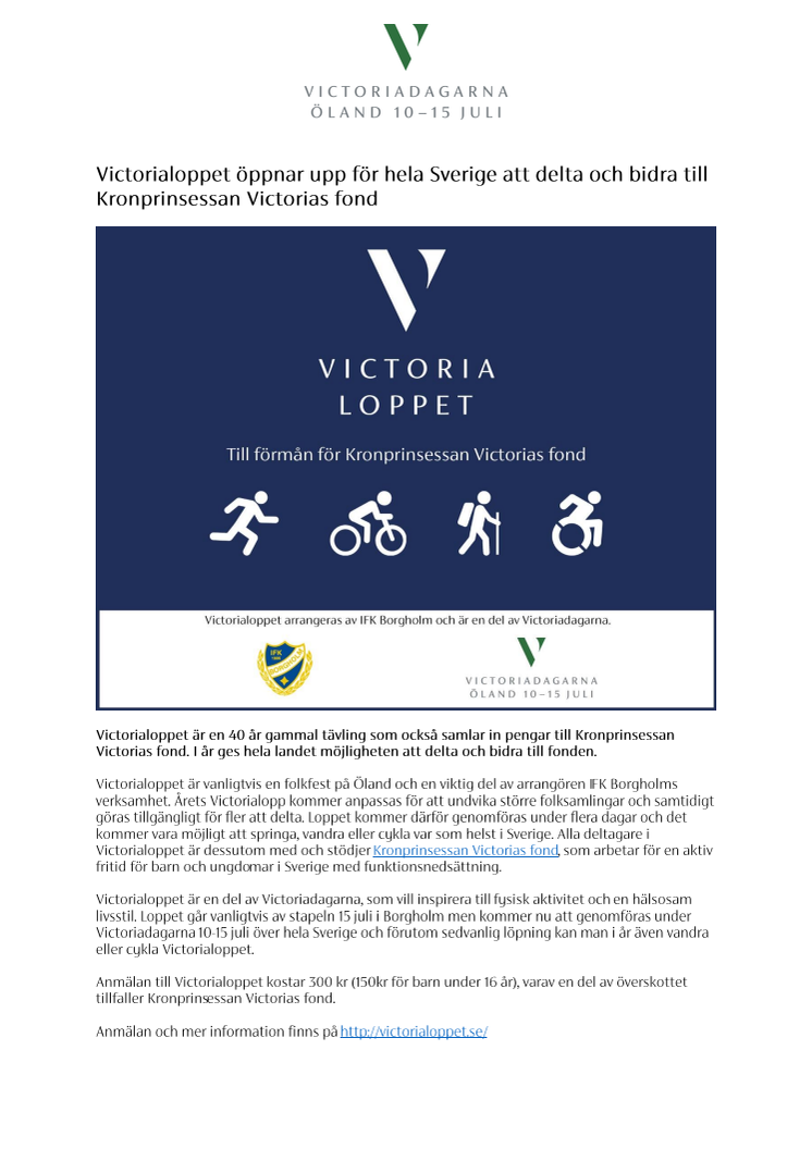 Victorialoppet öppnar upp för hela Sverige att delta och bidra till Kronprinsessan Victorias fond