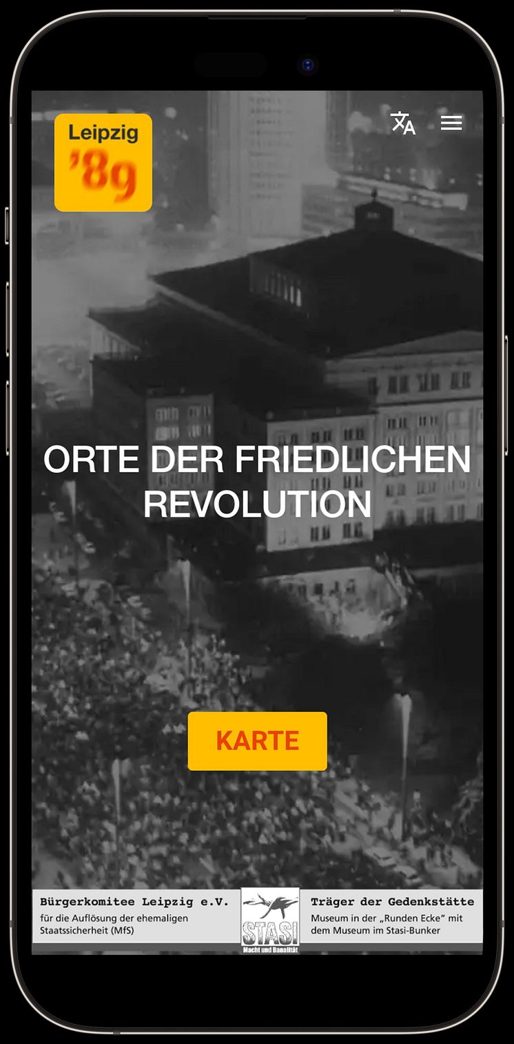 Startbild der App "Leipzig 89"