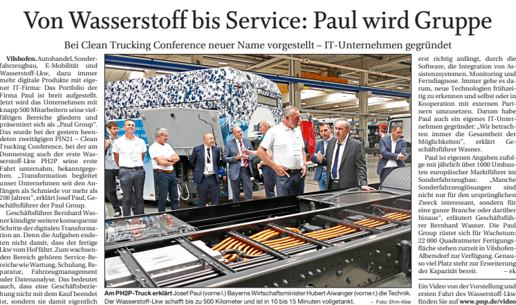 Von Wasserstoff bis Service: Paul wird Gruppe, Quelle: Passauer Neue Presse 