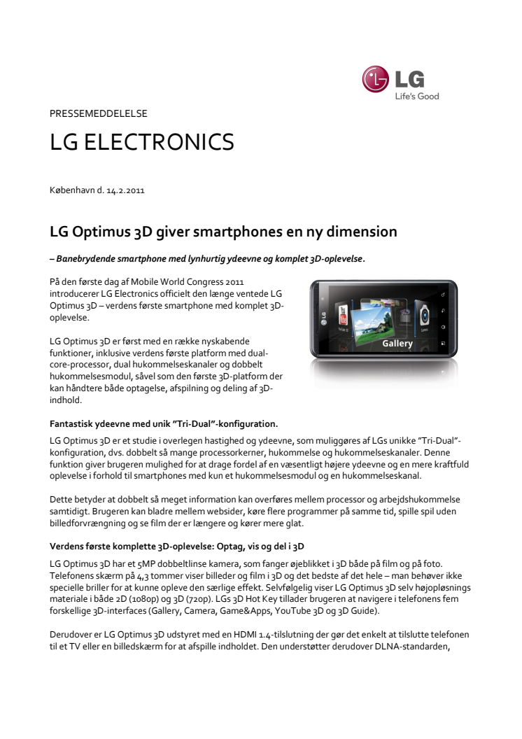 LG Optimus 3D giver smartphones en ny dimension 