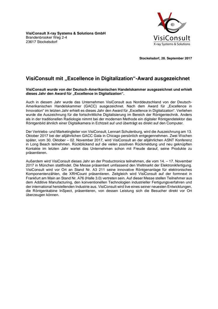 VisiConsult mit „Excellence in Digitalization“-Award ausgezeichnet