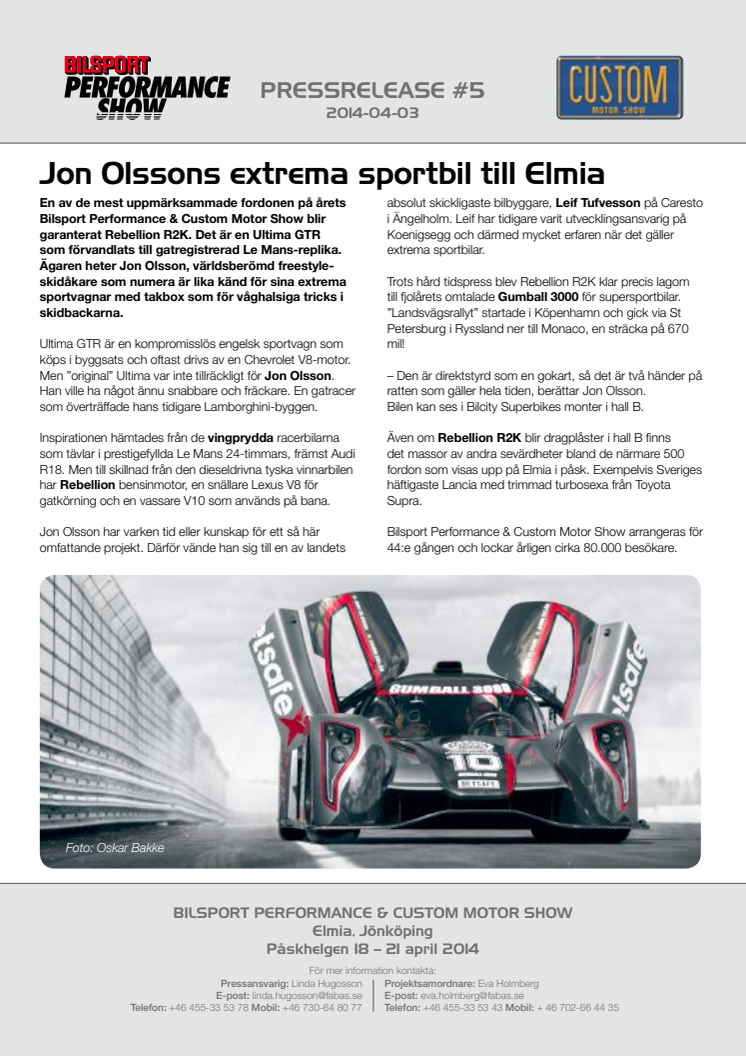 Jon Olssons extrema sportbil till Elmia