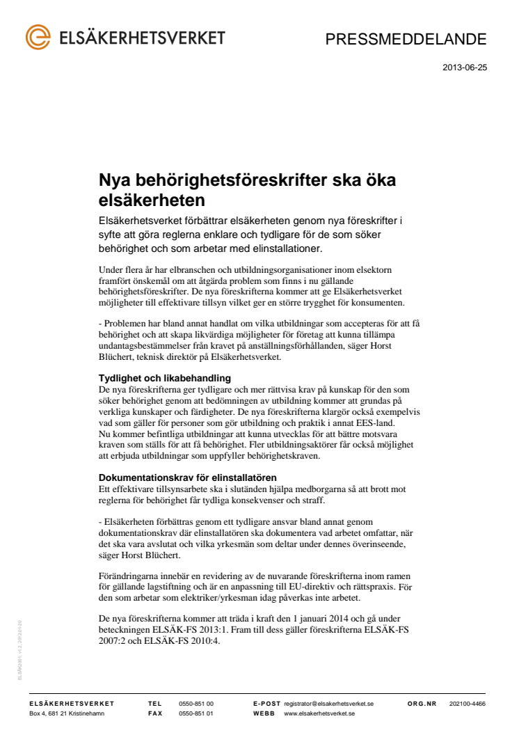 Nya behörighetsföreskrifter ska öka elsäkerheten