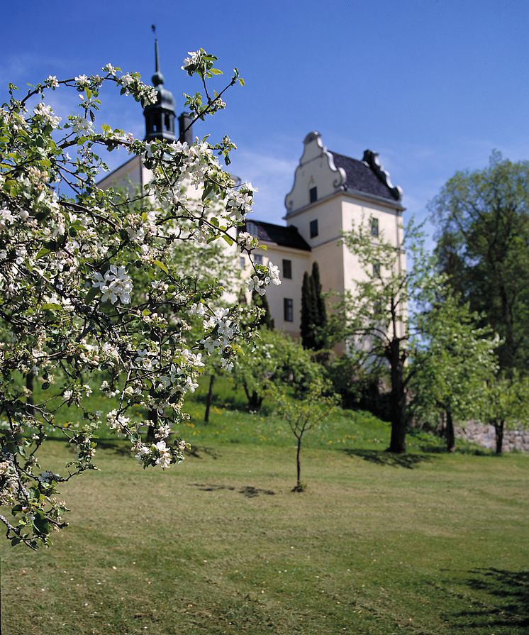 Tyresö slott från parken äppelblom, foto Peter Segemark, Nordiska museet