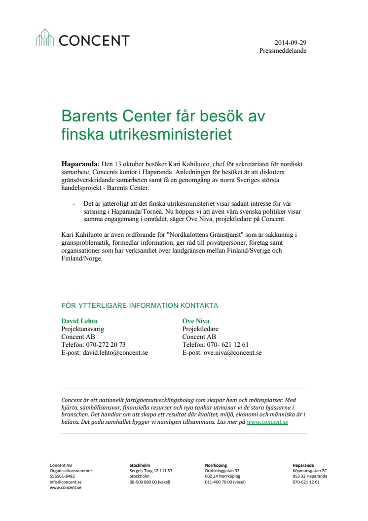 Barents Center får besök av finska utrikesministeriet