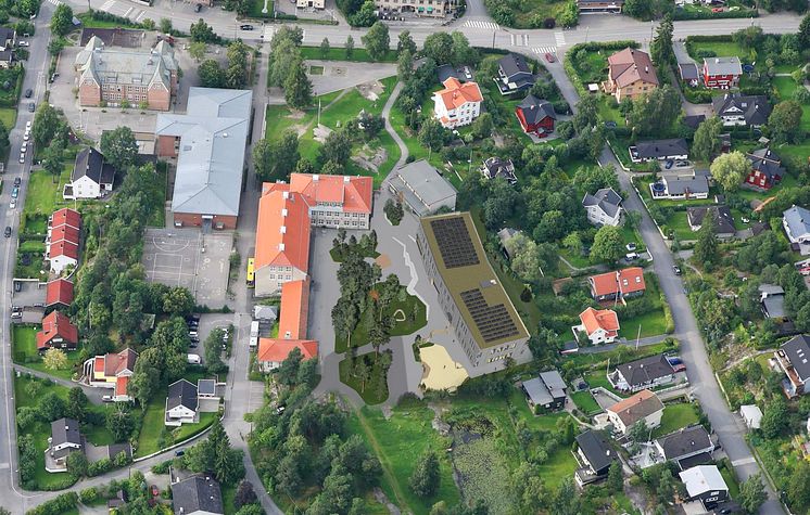 Nordstrand ungdomskole_Skråfoto fra sør