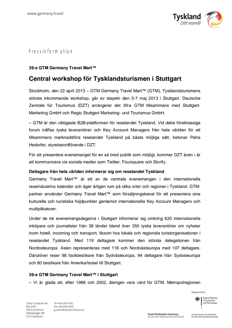 Workshop för Tysklandsturismen i Stuttgart