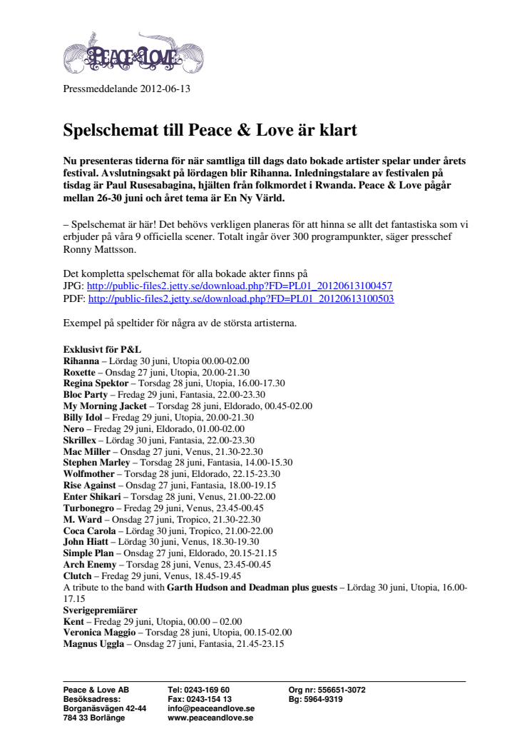 Spelschemat till Peace & Love är klart