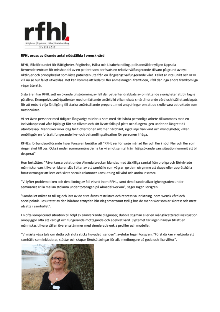 RFHL oroas av ökande antal nödställda i svensk vård
