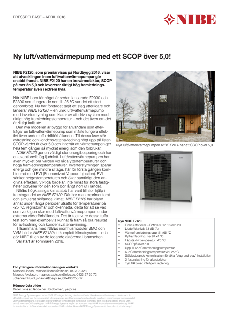 Ny luft/vattenvärmepump med ett SCOP över 5,0!