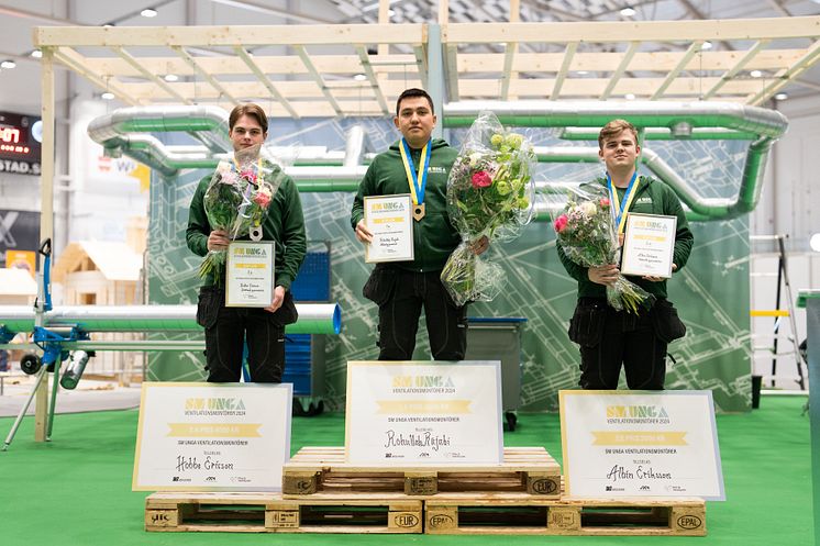 Medaljörerna i SM för unga ventilationsmontörer 2024 (högupplöst)