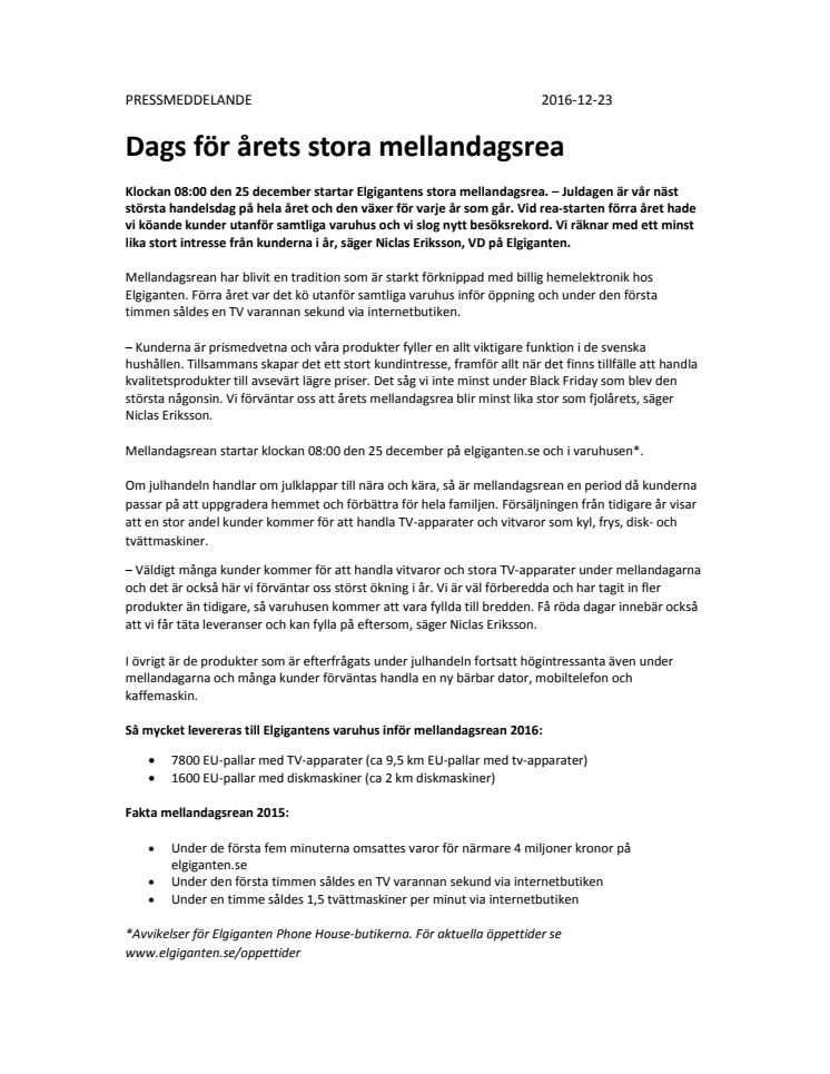 Dags för årets stora mellandagsrea