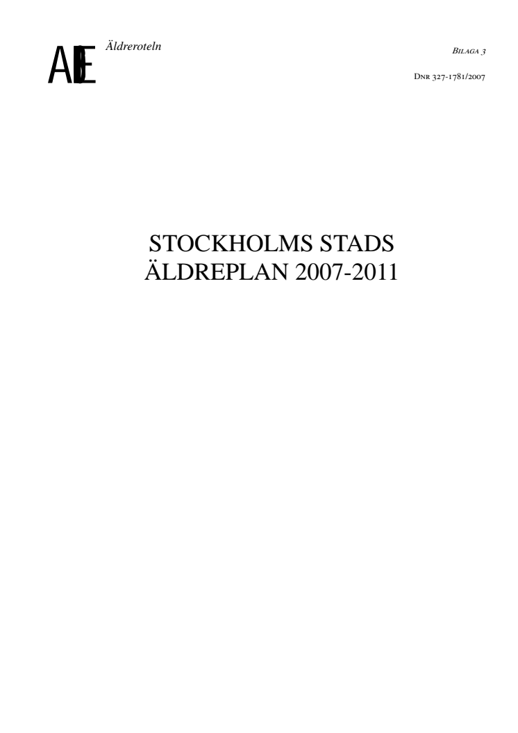 Stockholms stads äldreplan 2007-2011