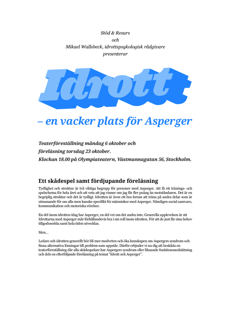 Idrott - en vacker plats för Asperger