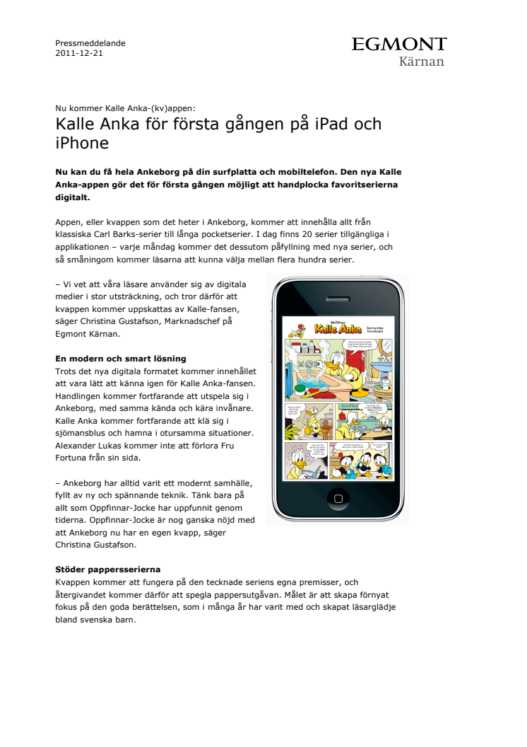 Nu kommer Kalle Anka-(kv)appen: Kalle Anka för första gången på iPad och iPhone 