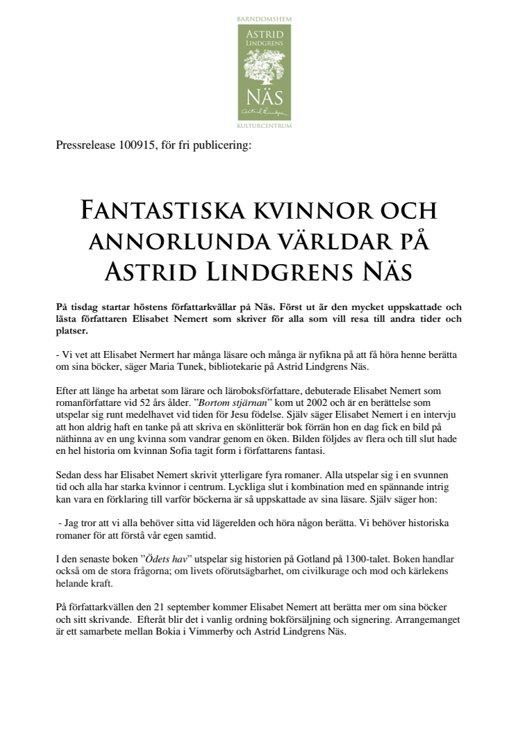 Fantastiska kvinnor och annorlunda världar på Astrid Lindgrens Näs 