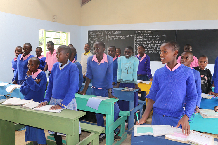 Kiborione - Children standing in classroom - Kenya