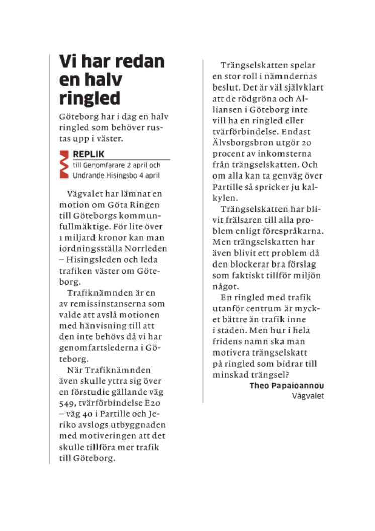Vi har redan en halv ringled