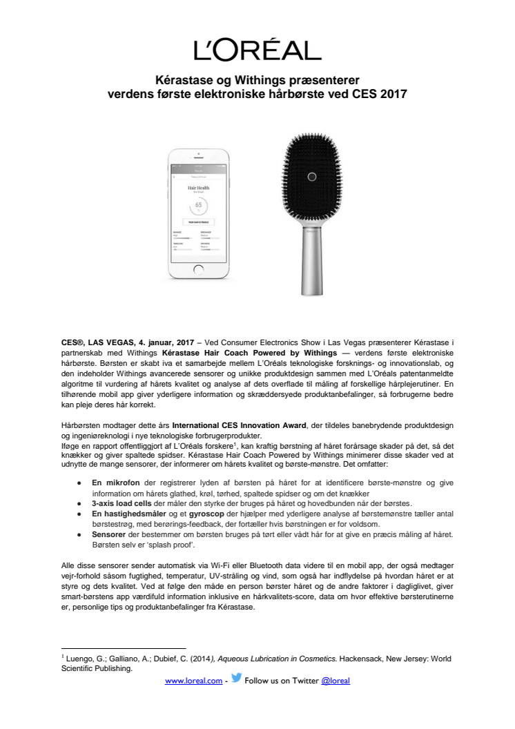 Kérastase og Withings lancerer den første 'smart' hårbørste 