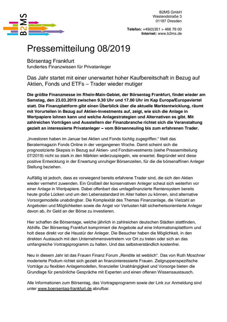 Börsentag Frankfurt, 23.03.2019 - hält die hohe Kaufbereitschaft in Bezug auf Aktien, ETFs und Fonds an?