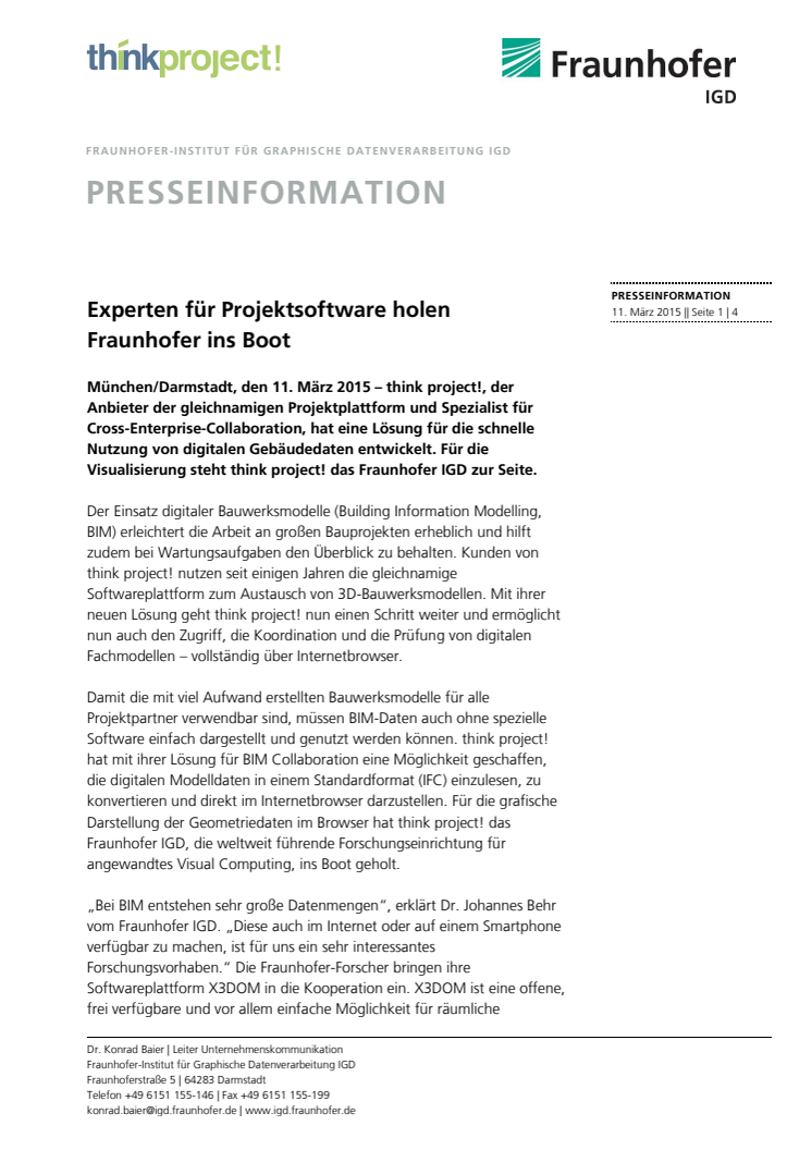 Experten für Projektsoftware holen Fraunhofer ins Boot