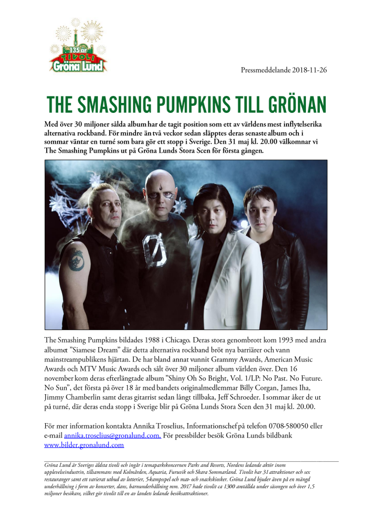 The Smashing Pumpkins till Grönan