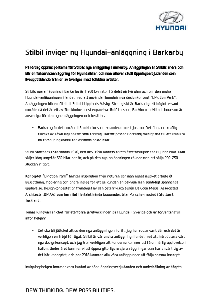 Stilbil inviger ny Hyundai-anläggning i Barkarby