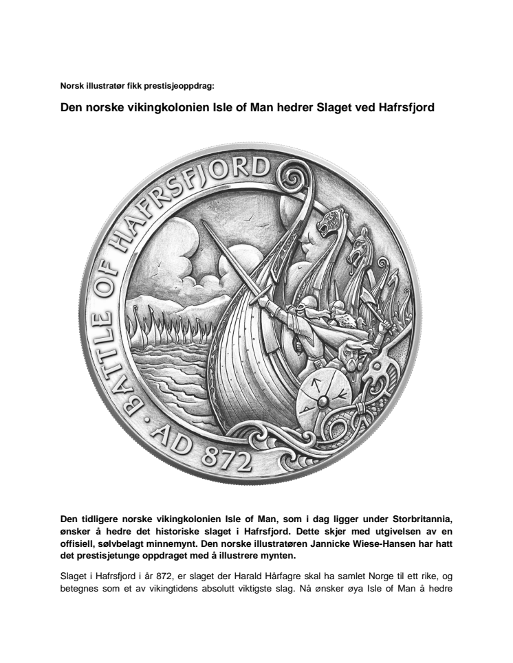 Norsk illustratør fikk prestisjeoppdrag: Den norske vikingkolonien Isle of Man hedrer Slaget ved Hafrsfjord