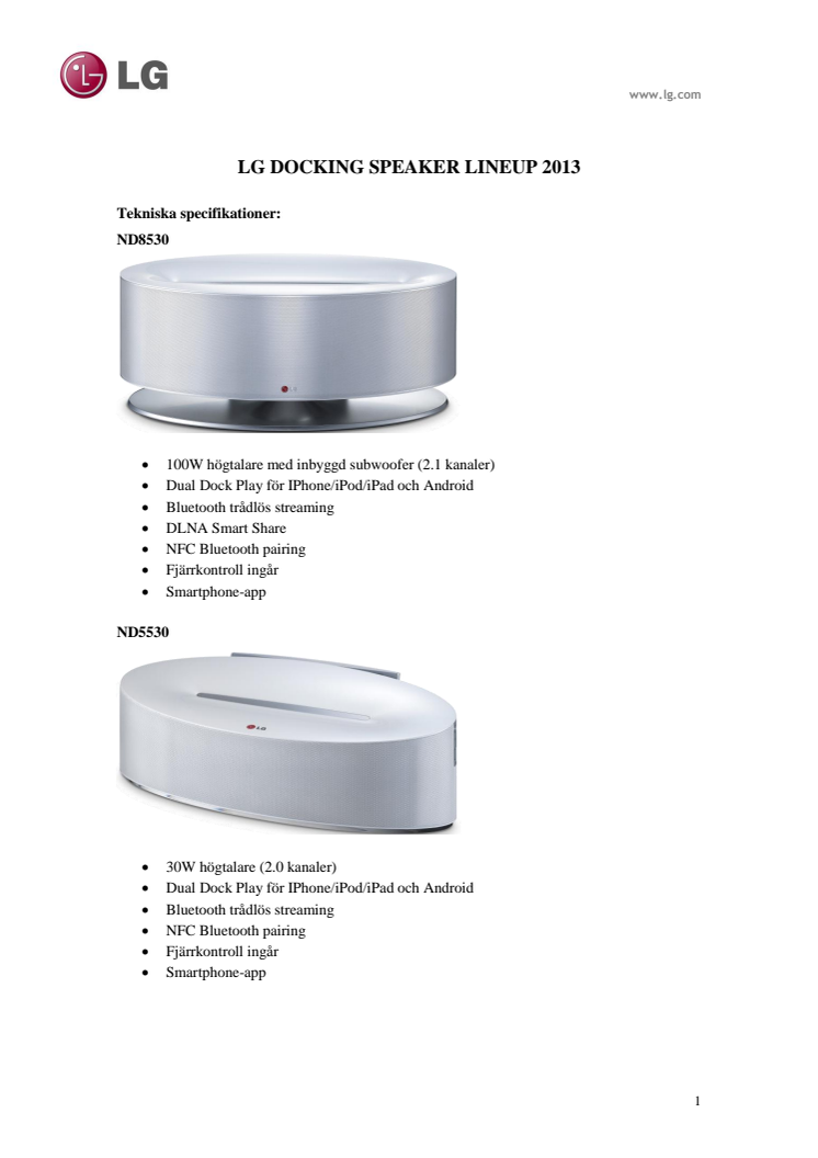 LG DOCKING SPEAKER LINEUP