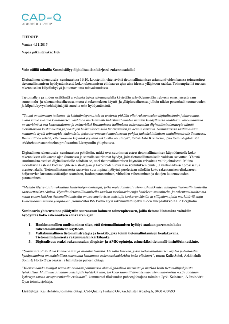 Vain näillä toimilla Suomi säilyy digitalisaation kärjessä rakennusalalla!