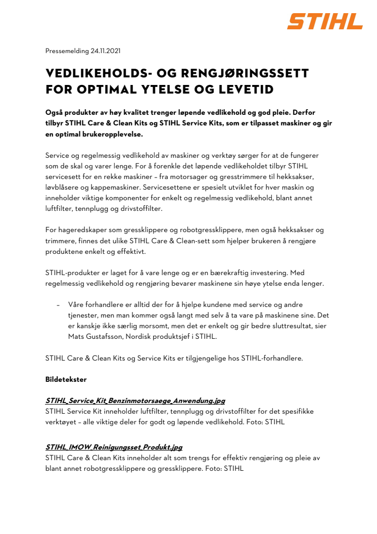 VEDLIKEHOLDS- OG RENGJØRINGSSETT FOR OPTIMAL YTELSE OG LEVETID.pdf