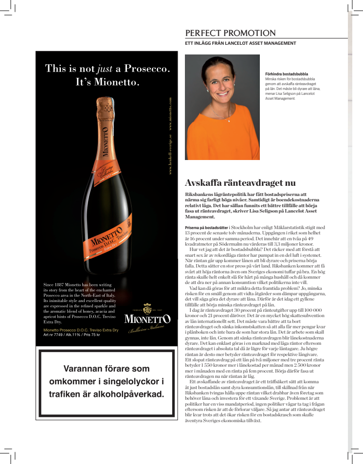 SvD, A Perfect Guide, "Avskaffa ränteavdraget nu", krönika av Lisa Seligson, 24 november 2013