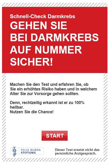 Schnell-Check Darmkrebs. Der Online-Risikotest als white-label Widget