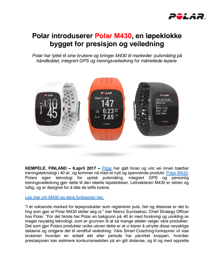 Polar M430