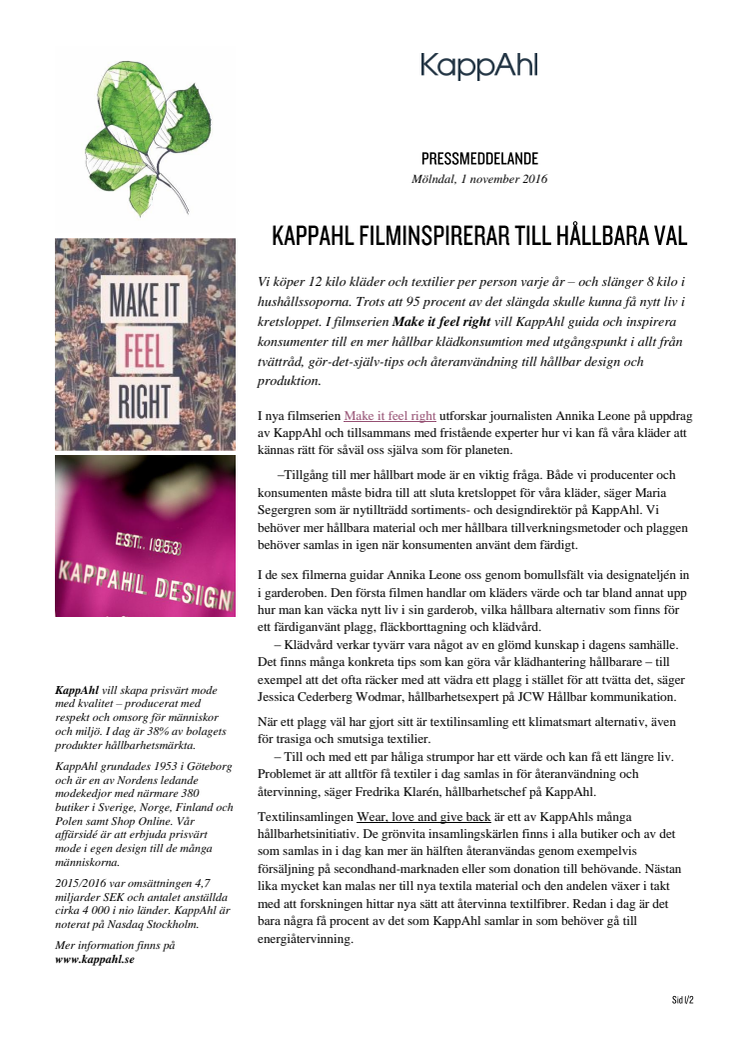 KappAhl filminspirerar till hållbara val