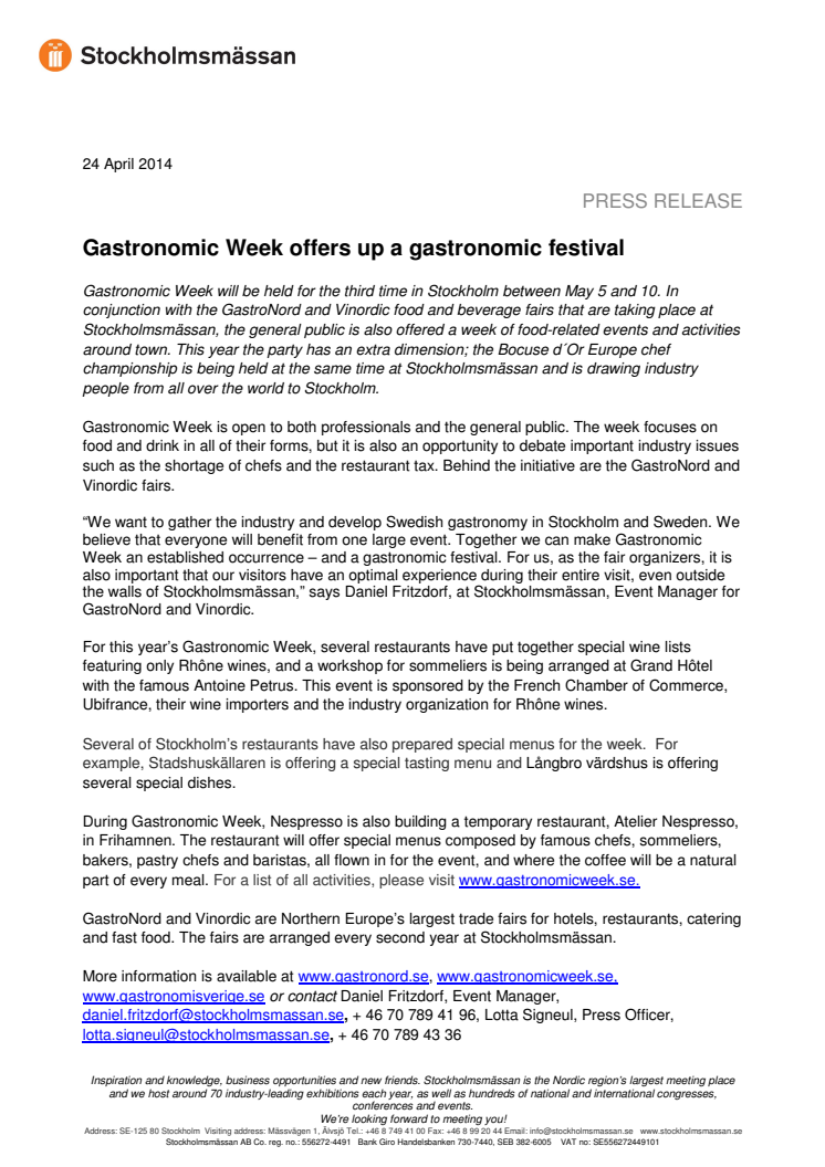 Gastronomic Week offers up a gastronomic festival