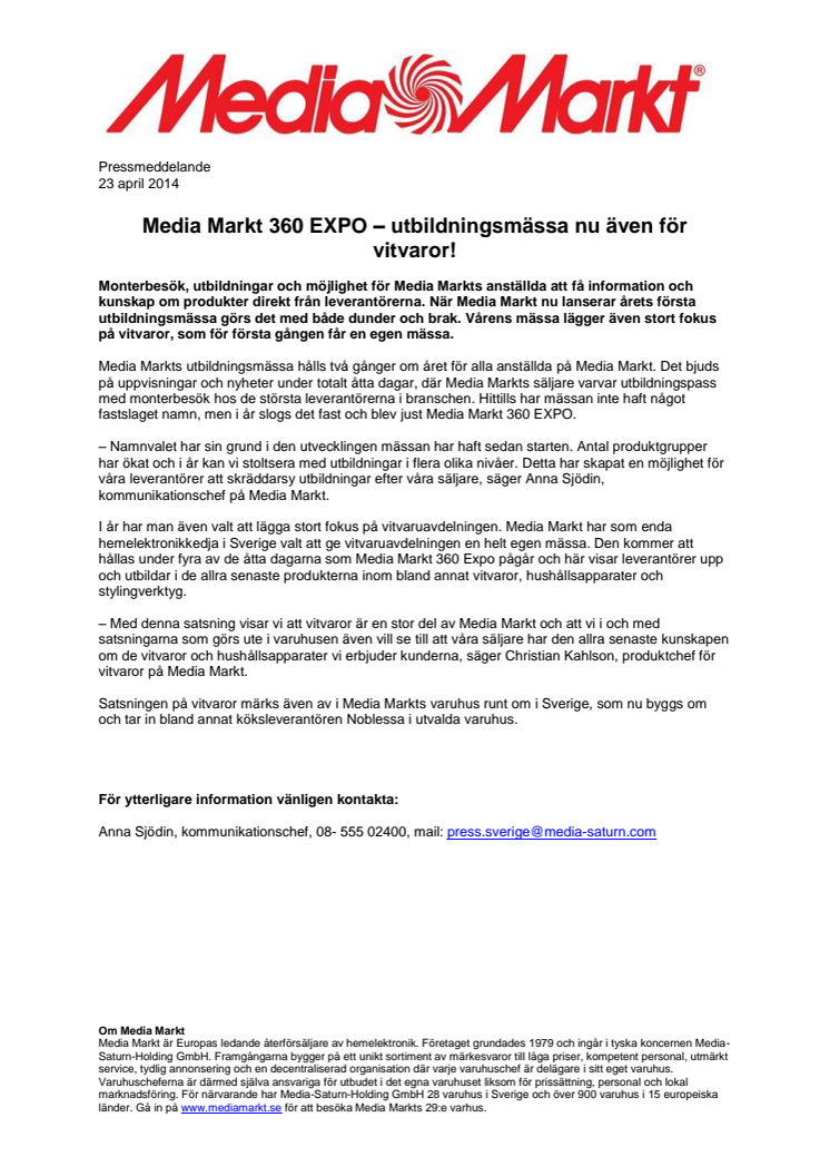 Media Markt 360 EXPO – utbildningsmässa nu även för vitvaror!